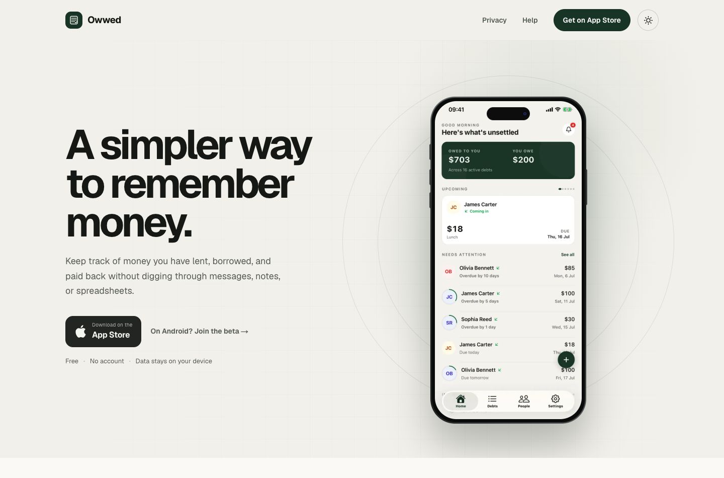 Owwed website on desktop